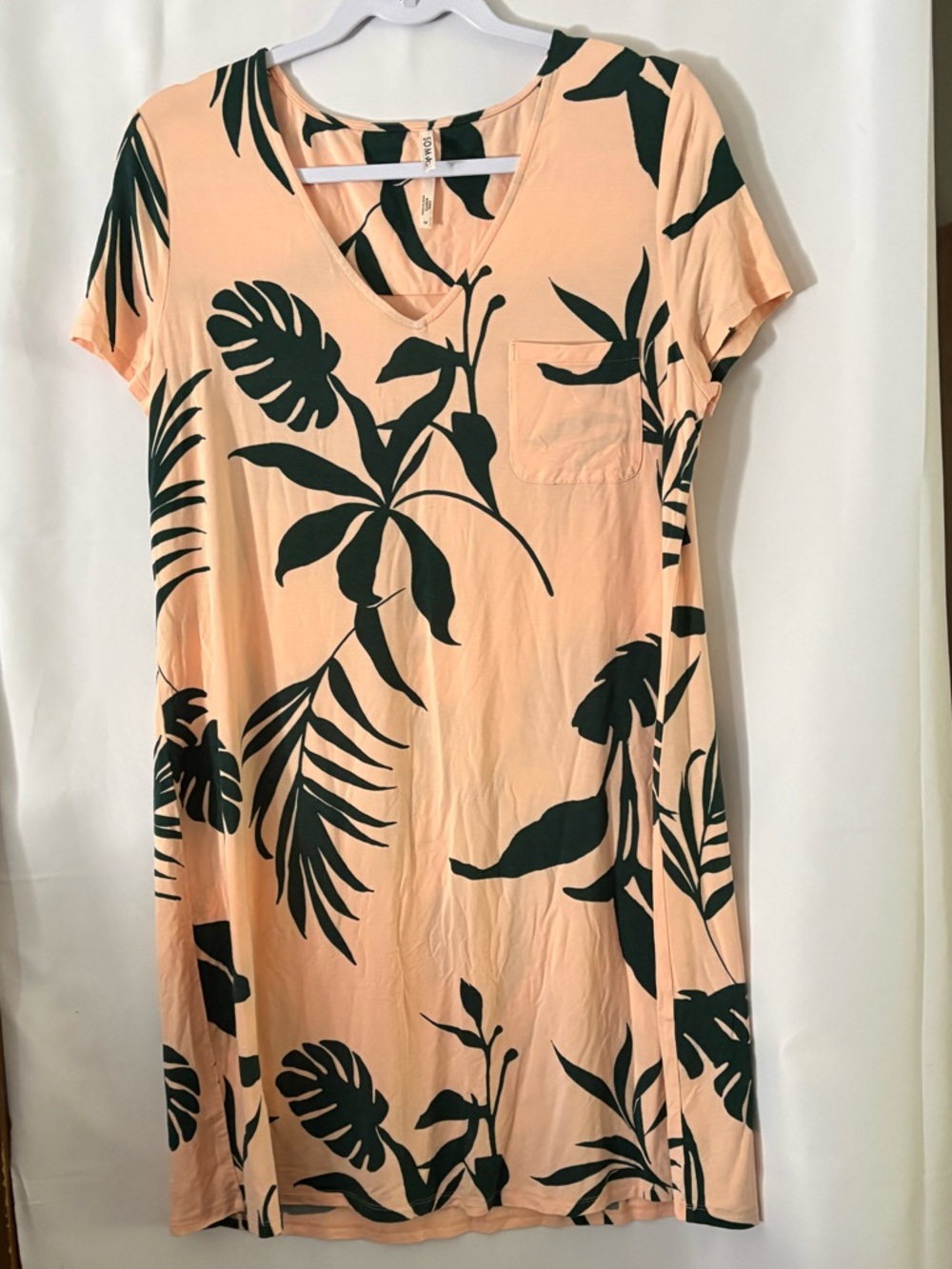Soma Peach Tropical Print V-Neck Pocket Dress